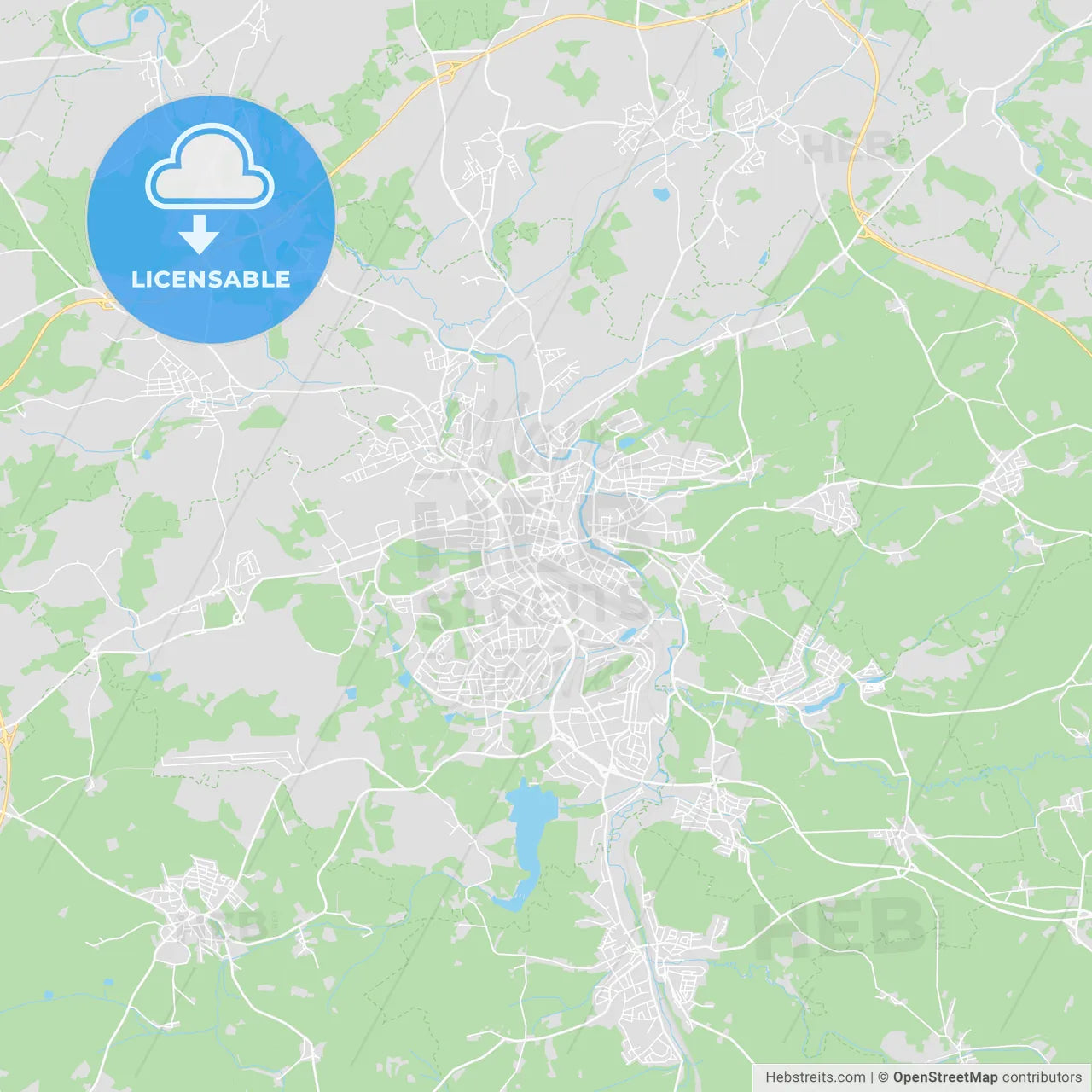Hof, Germany printable street map