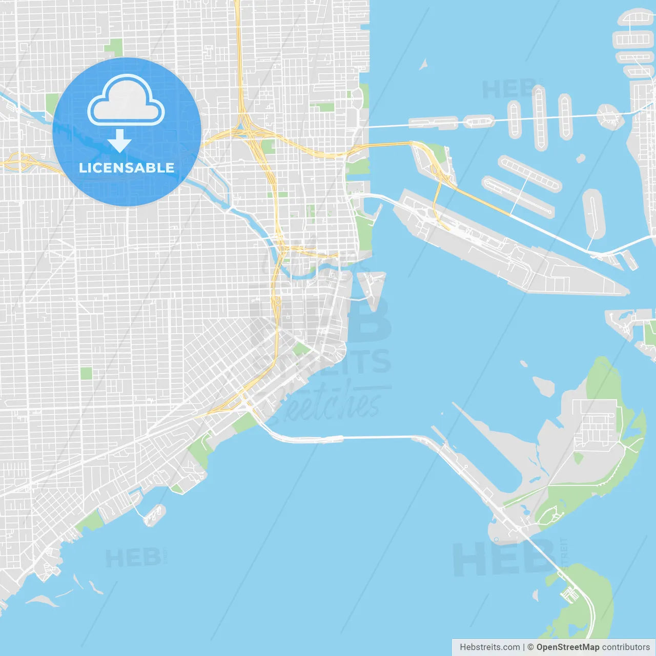 Printable map of Miami, United States