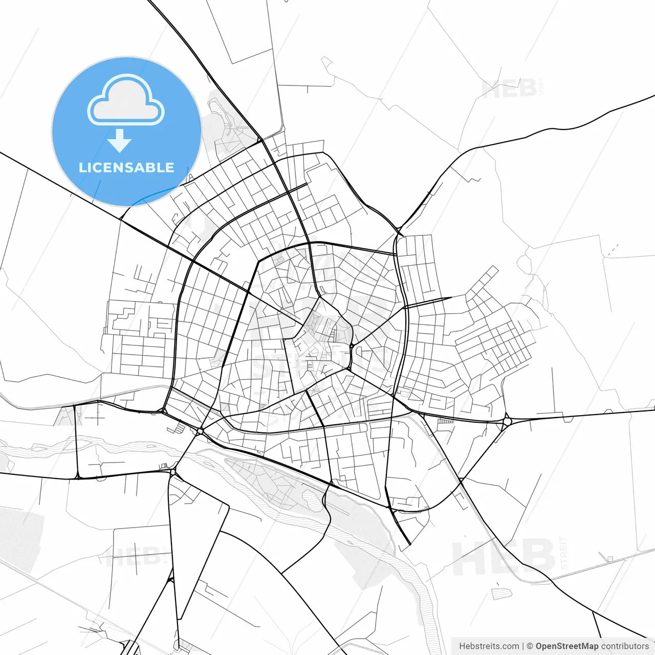 Vector PDF map of Pazardzhik, Bulgaria