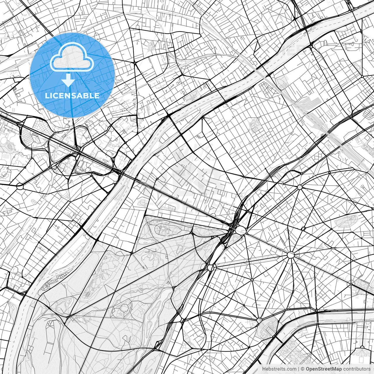 Vector PDF map of Neuilly-sur-Seine, France