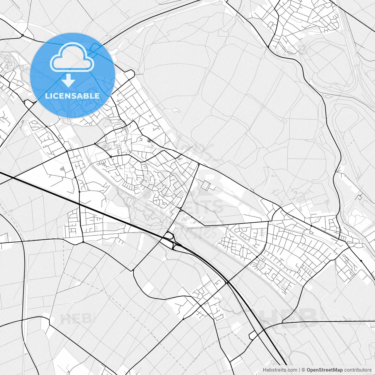 Vector PDF map of Bergheim, Germany