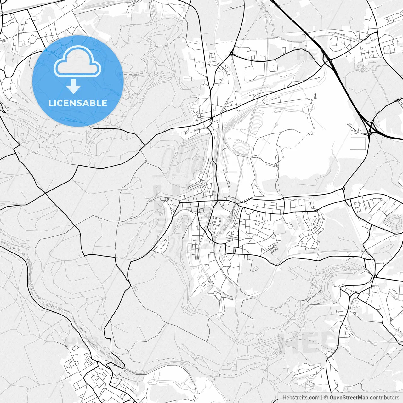 Vector PDF map of Differdange, Luxembourg