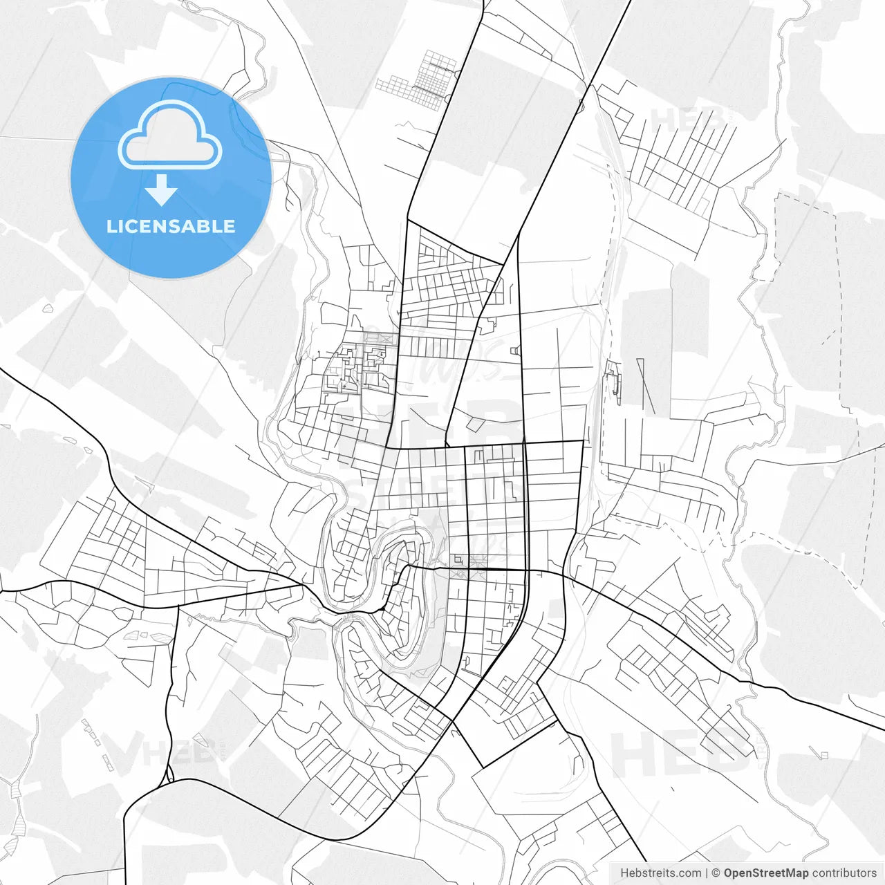 Vector PDF map of Kamianets-Podilskyi, Ukraine
