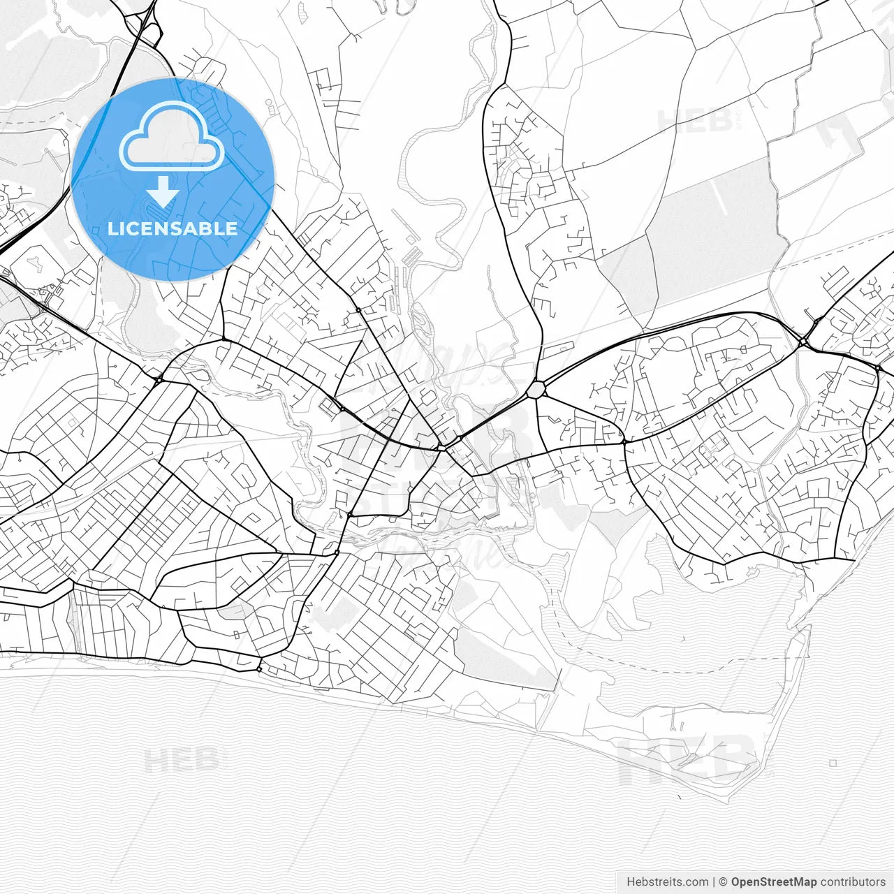 Vector PDF map of Christchurch, England