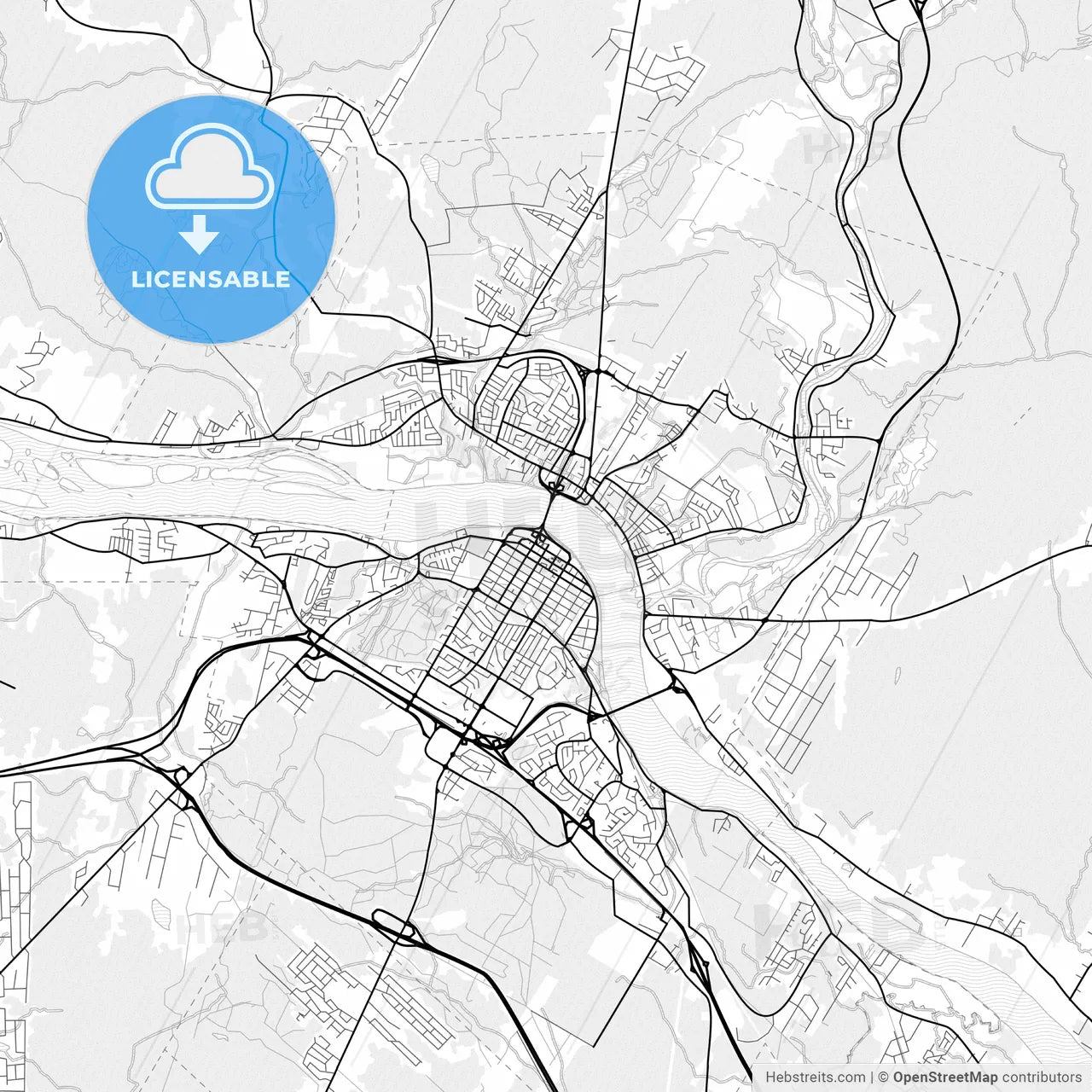 Vector PDF map of Fredericton, Canada