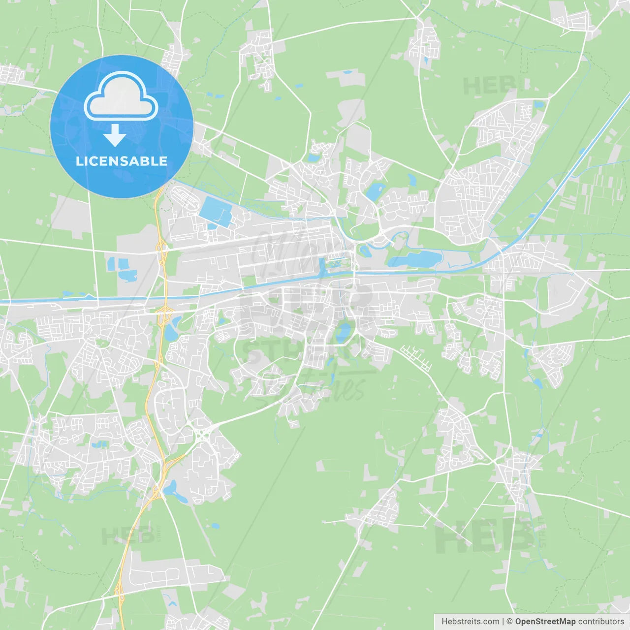 Wolfsburg, Germany printable street map
