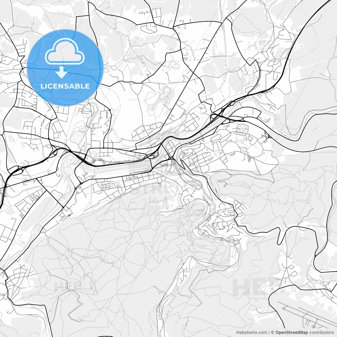 Vector PDF map of Karlovy Vary, Czechia