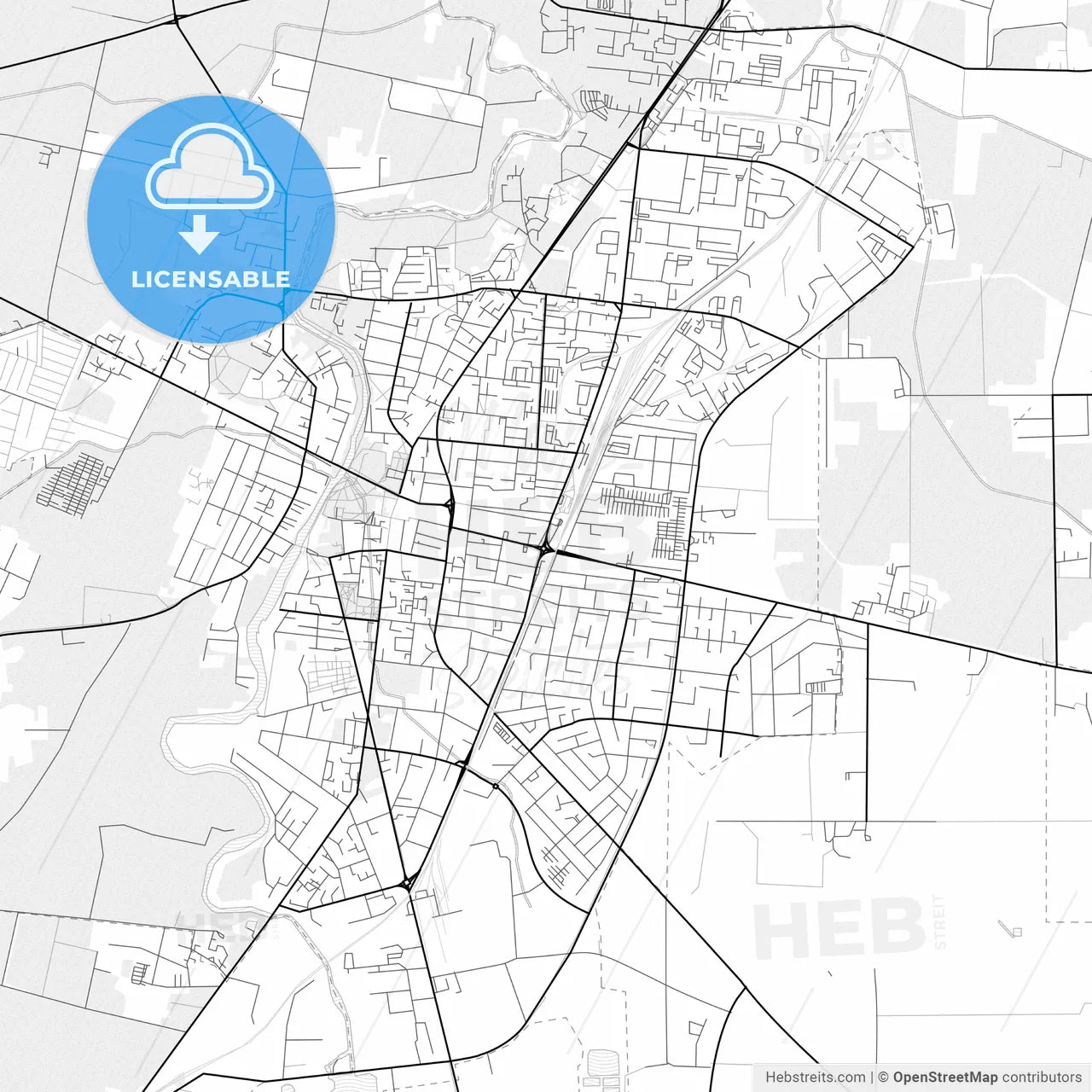 Vector PDF map of Marijampolė, Lithuania