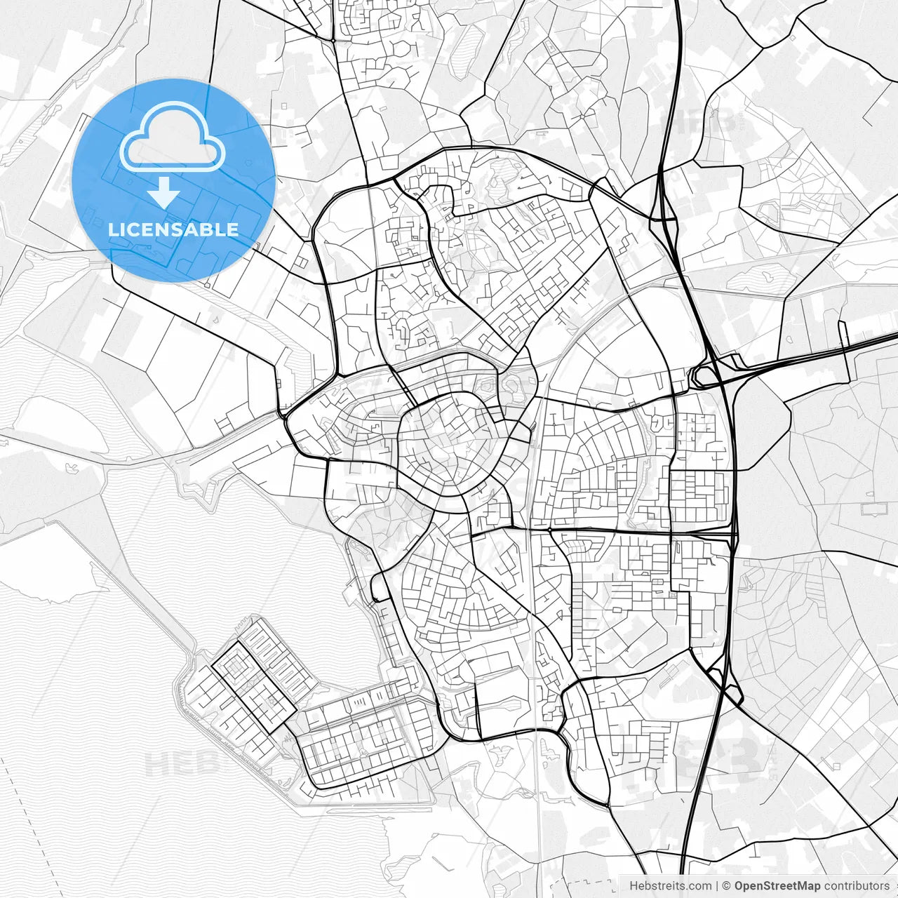 Vector PDF map of Bergen op Zoom, Netherlands