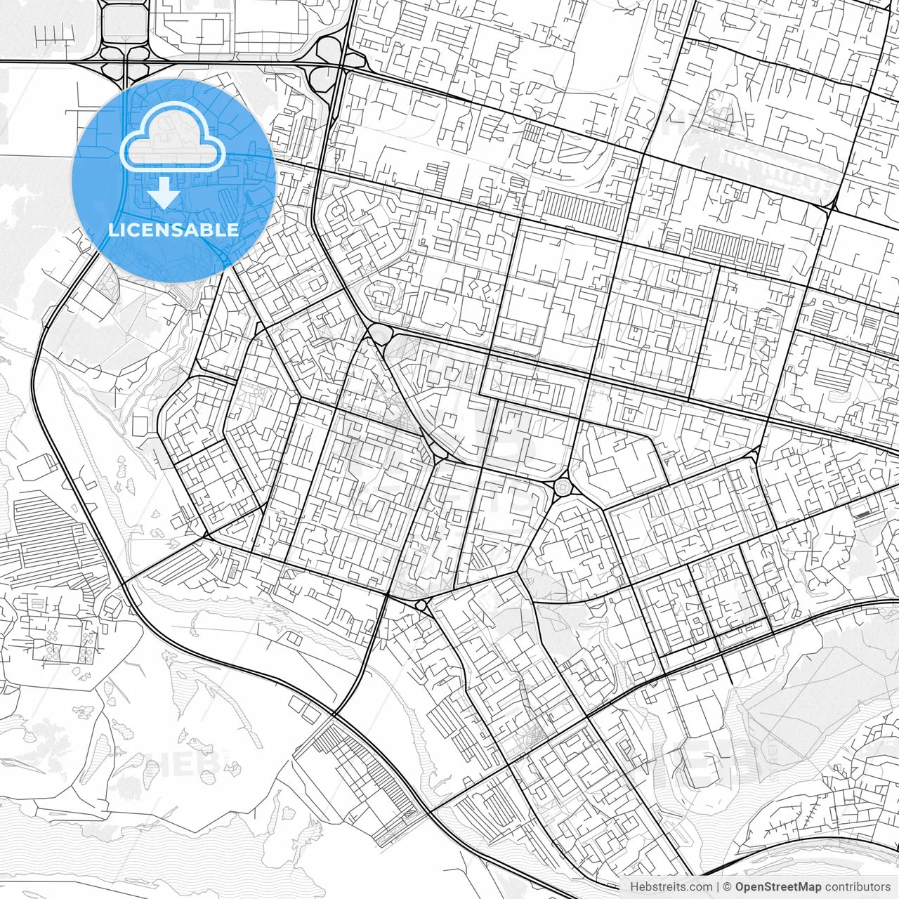 Vector PDF map of Surgut, Russia