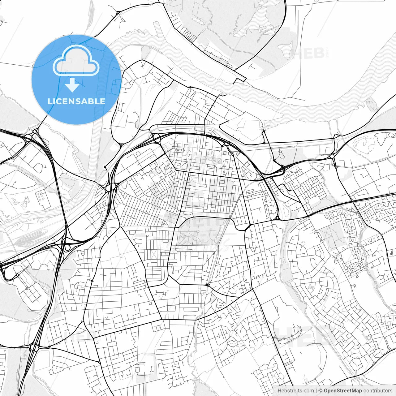 Vector PDF map of Middlesbrough, England