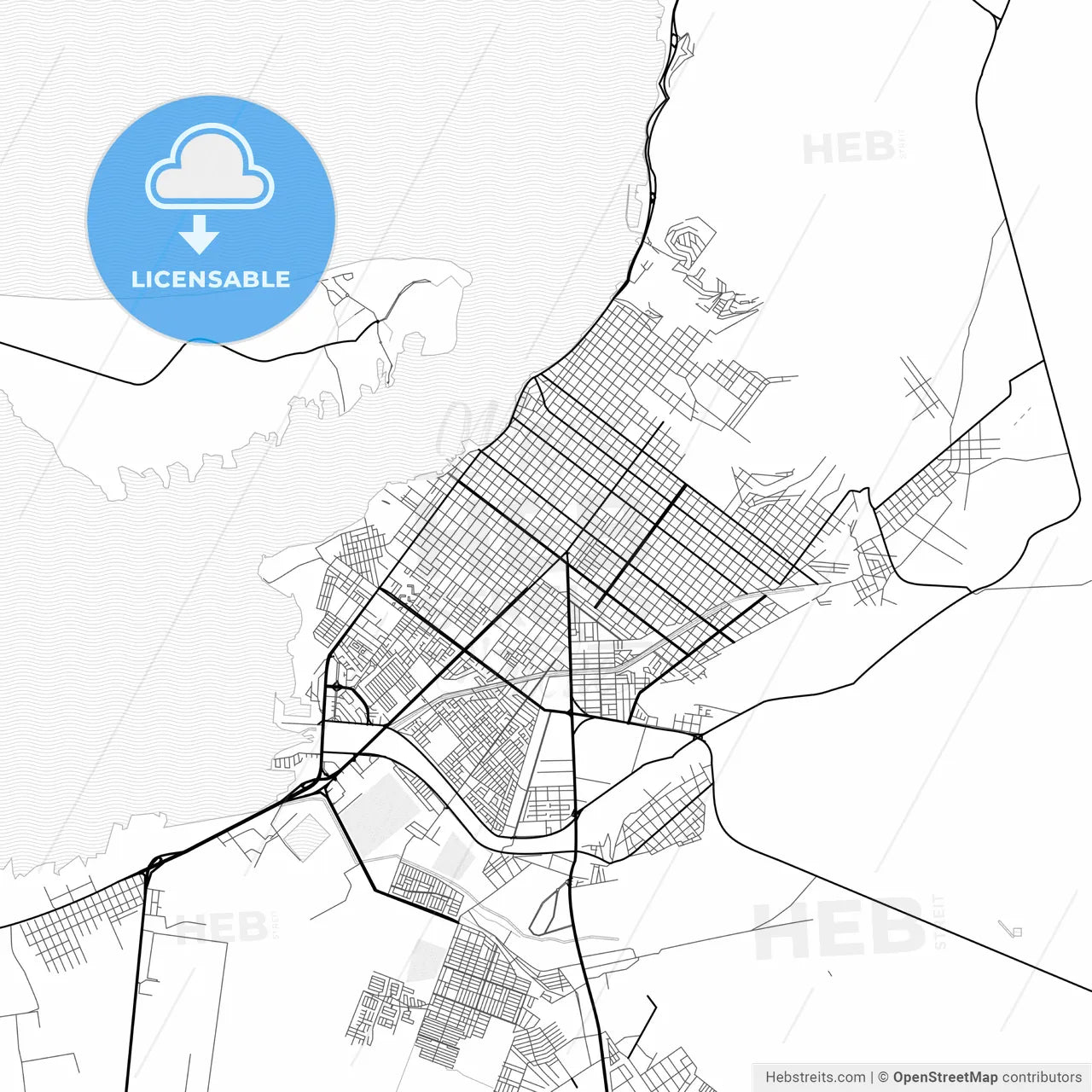 Vector PDF map of La Paz, Mexico