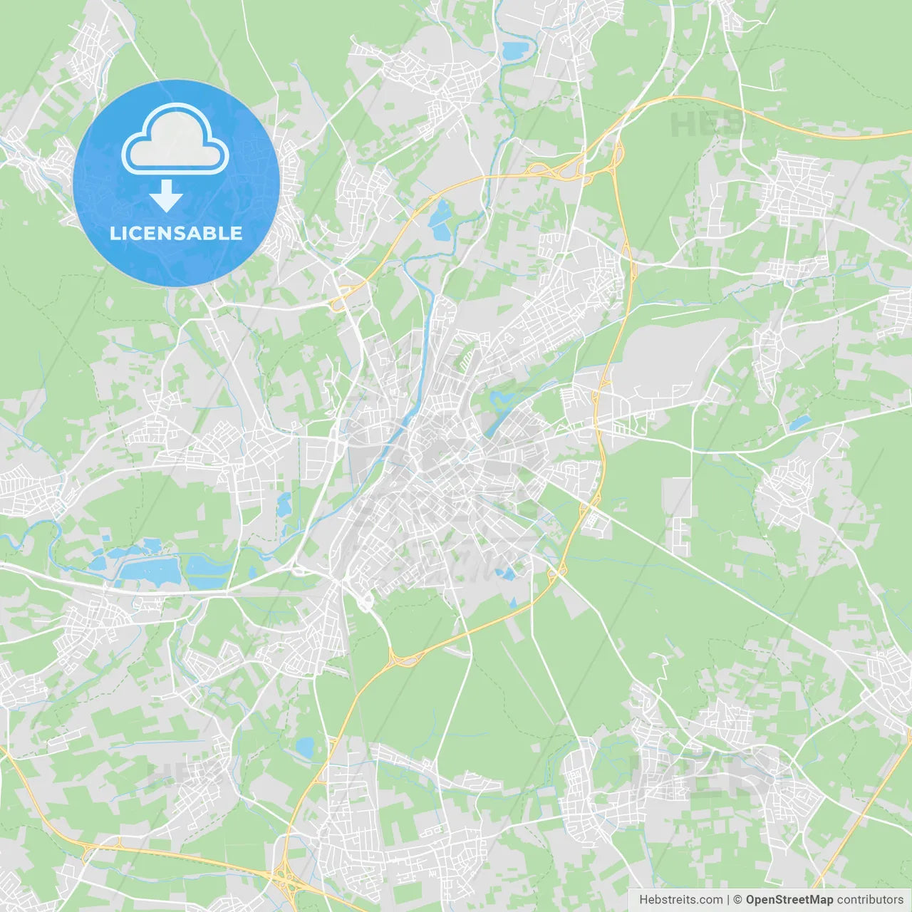 Gießen, Germany printable street map