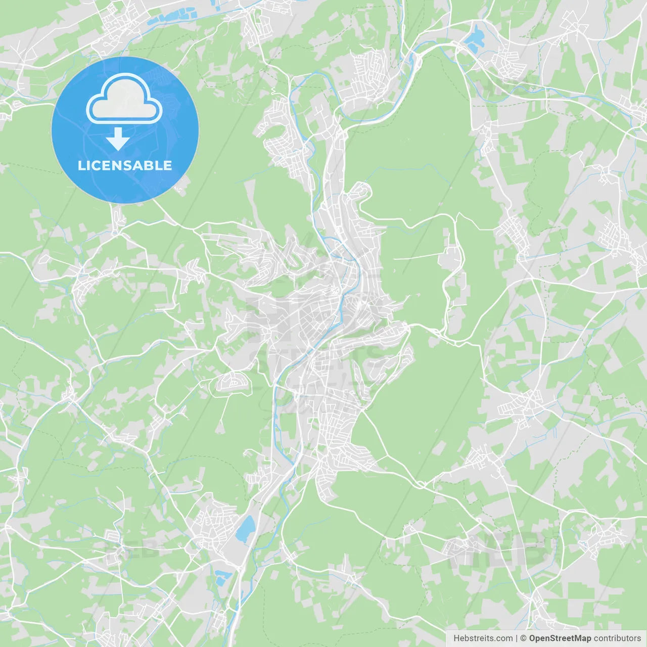 Marburg, Germany printable street map