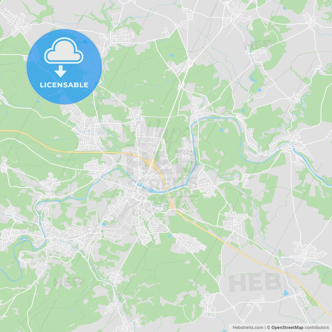 Limburg an der Lahn, Germany printable street map