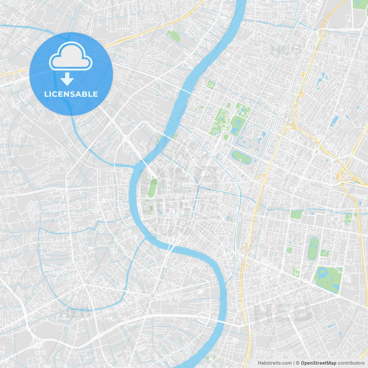 Printable map of Bangkok, Thailand