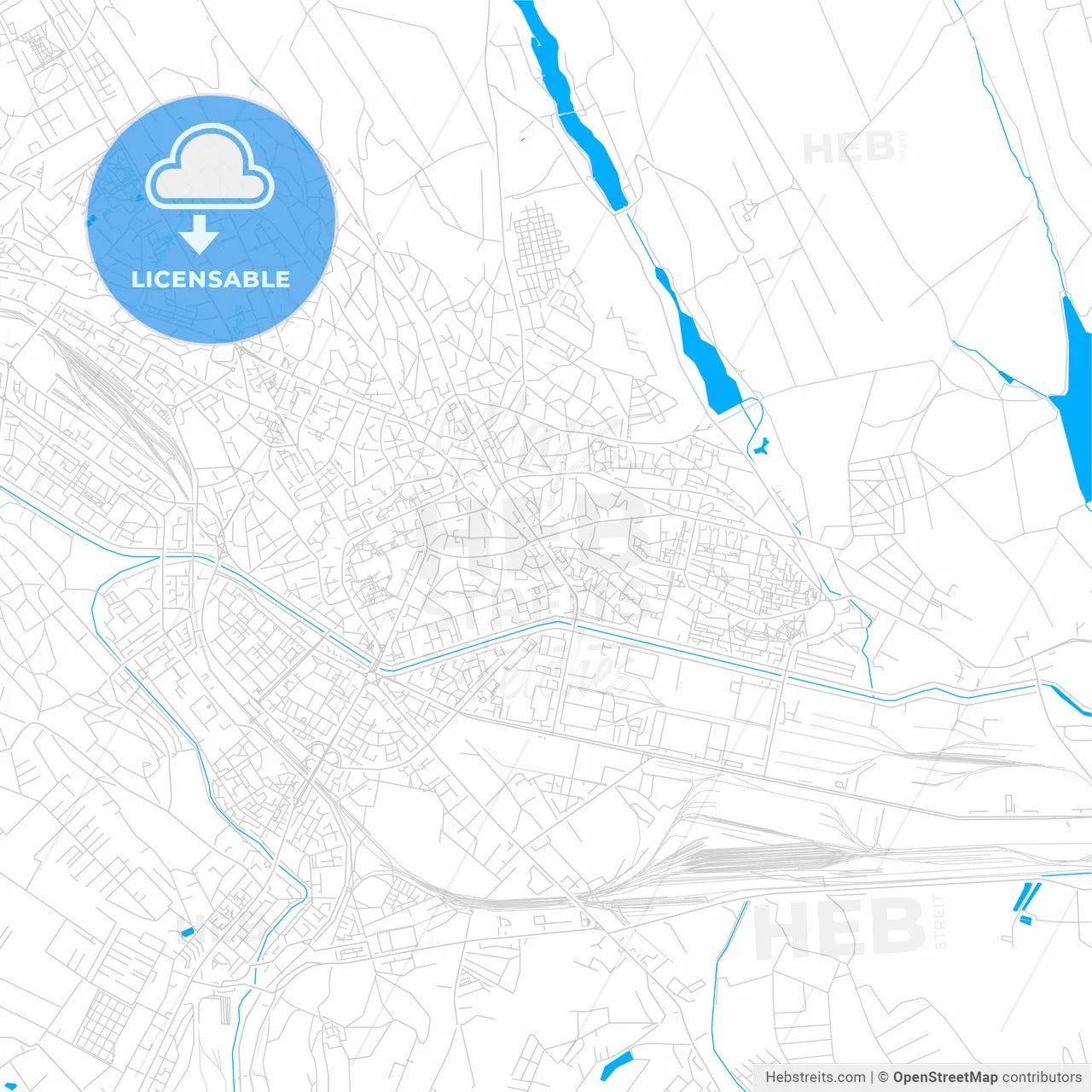 Iași, Romania bright two-toned vector map
