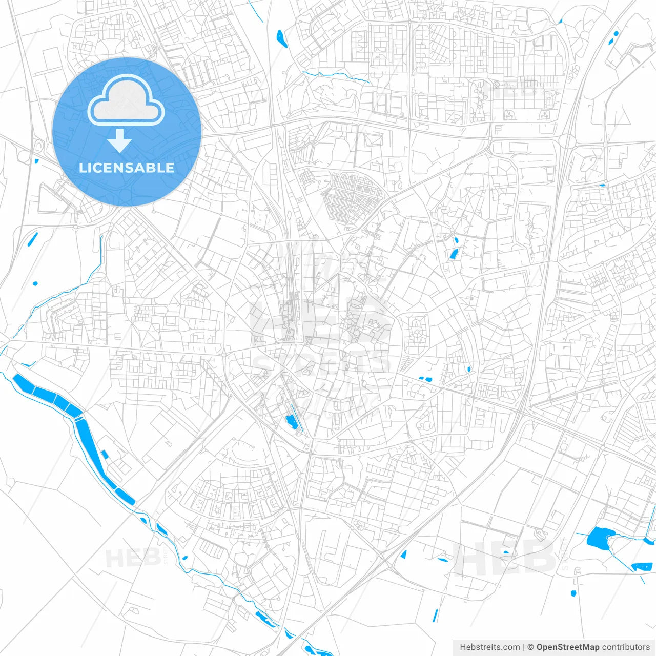 Lund, Sweden bright two-toned vector map