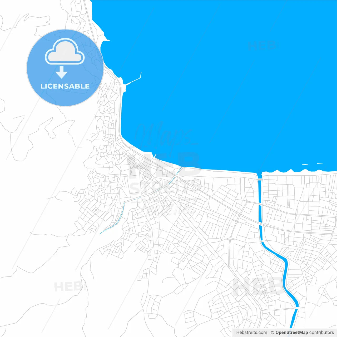 Ordu, Turkey bright two-toned vector map