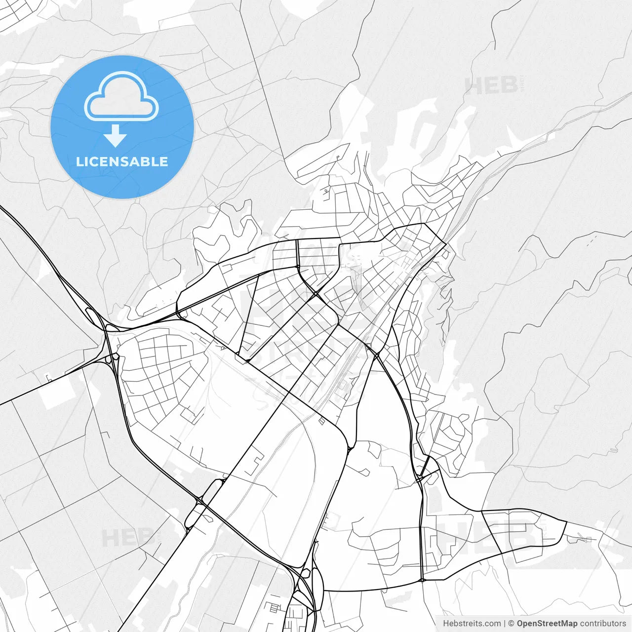 Vector PDF map of Blagoevgrad, Bulgaria