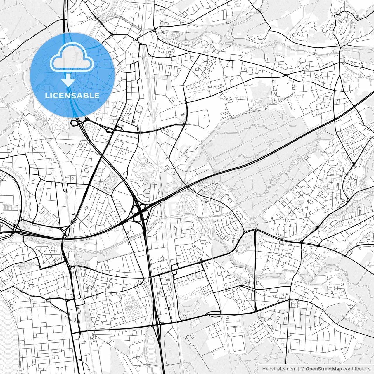 Vector PDF map of Leverkusen, Germany