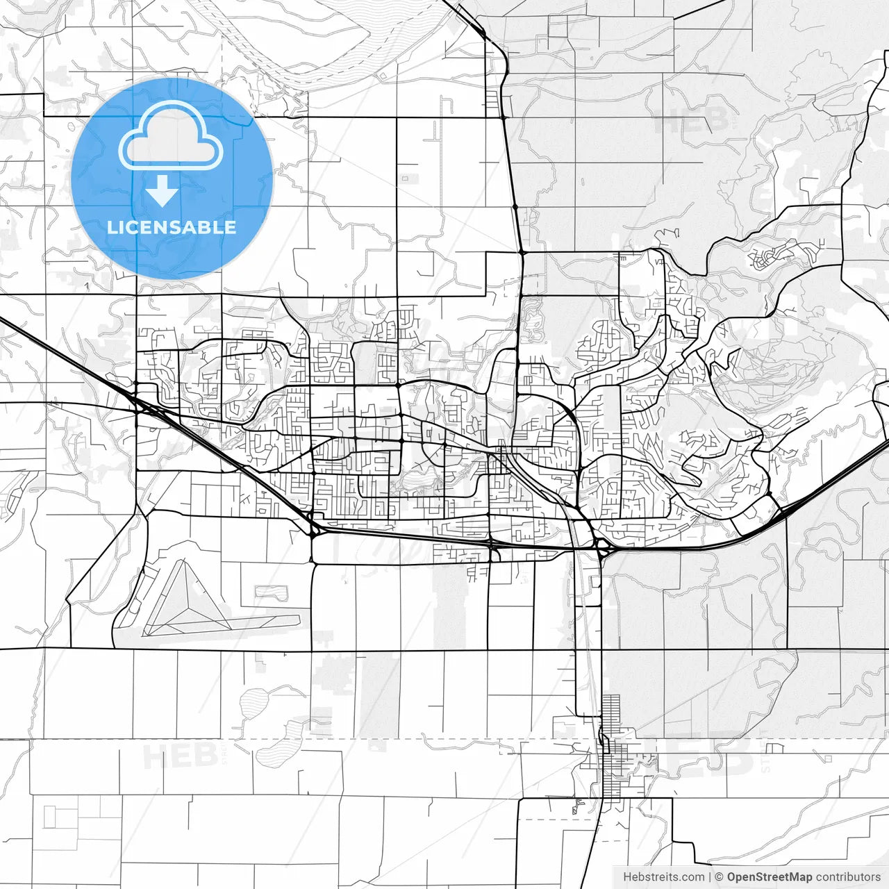 Vector PDF map of Abbotsford, Canada