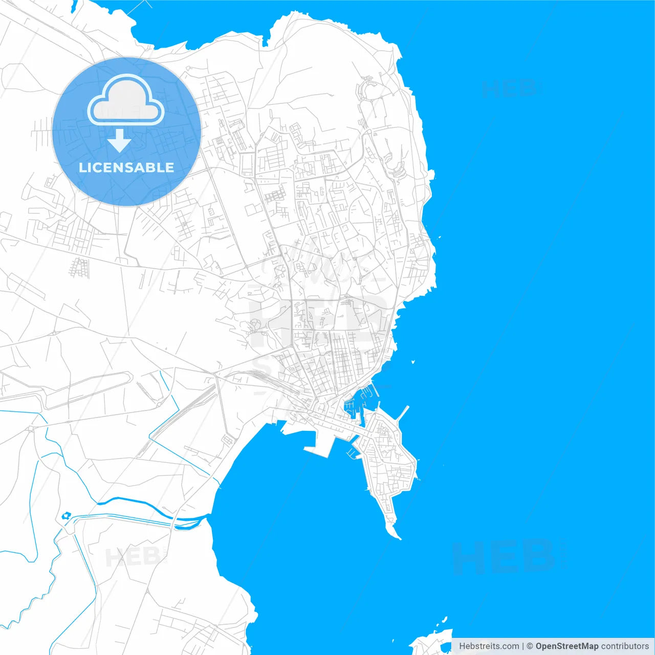 Syracuse, Italy bright two-toned vector map