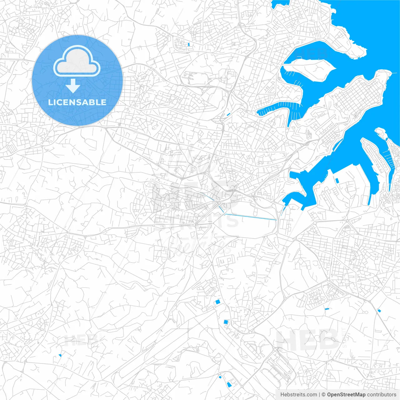 Qormi, Malta bright two-toned vector map