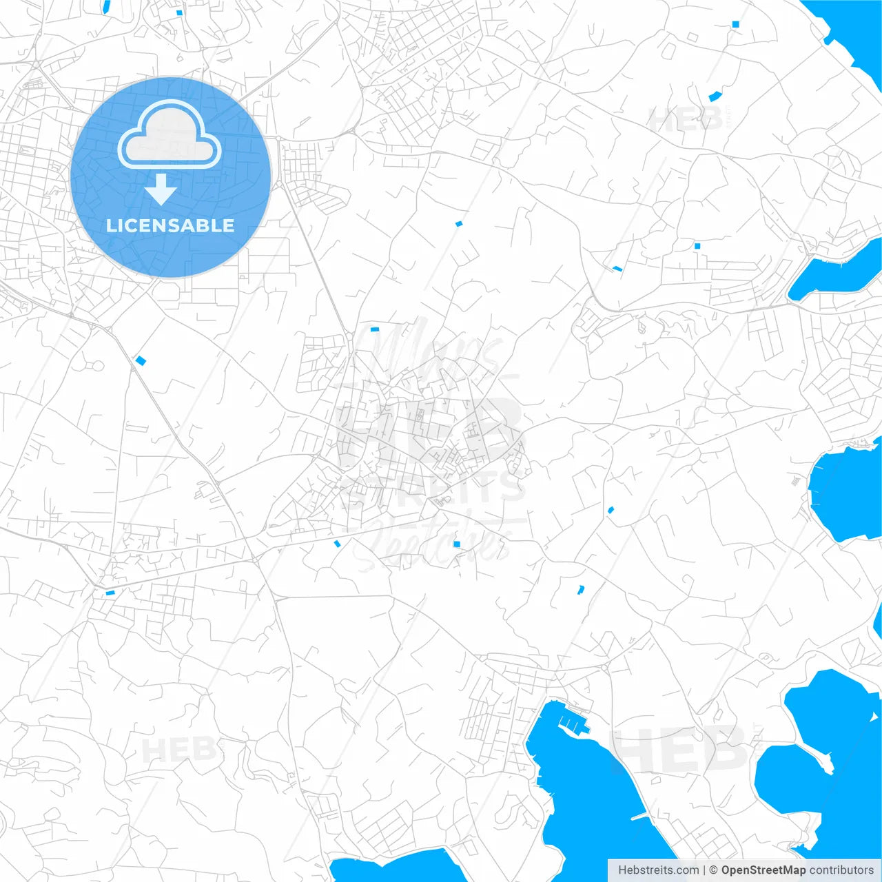 Żejtun, Malta bright two-toned vector map