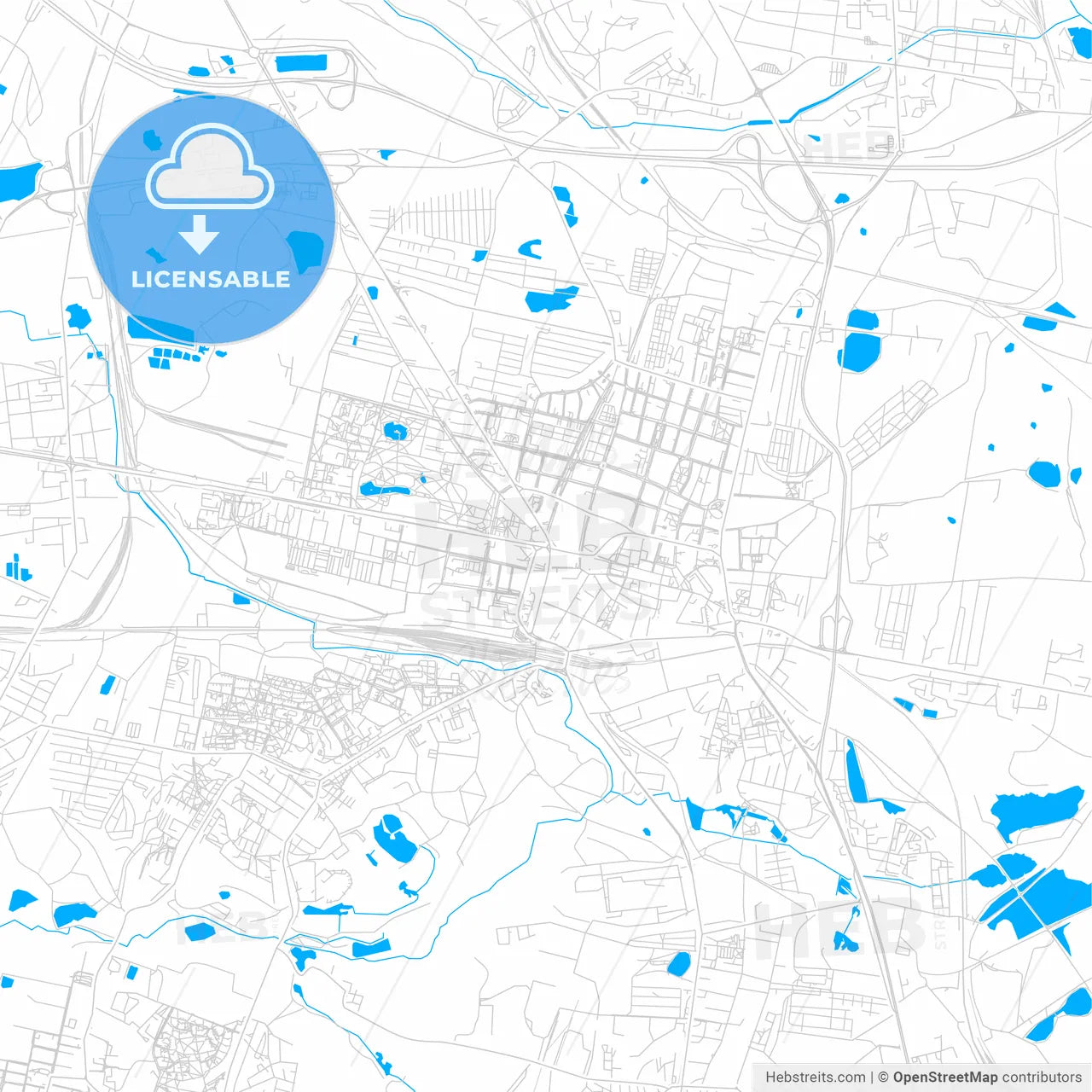 Bytom, Poland bright two-toned vector map