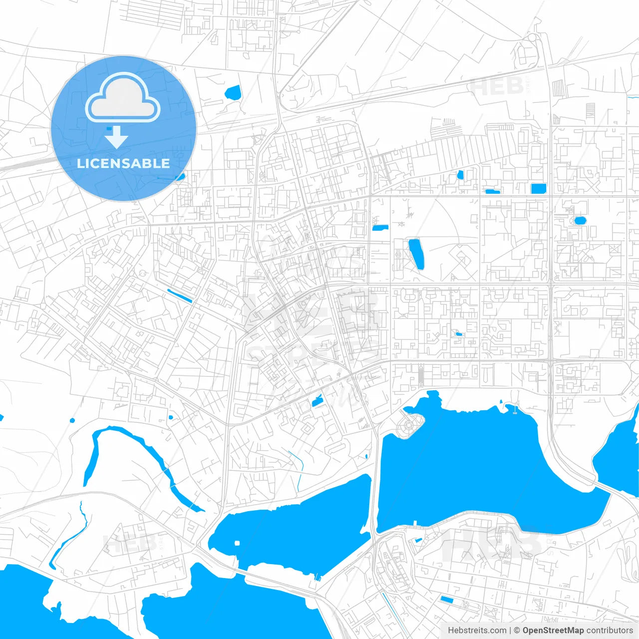 Kazan, Russia bright two-toned vector map
