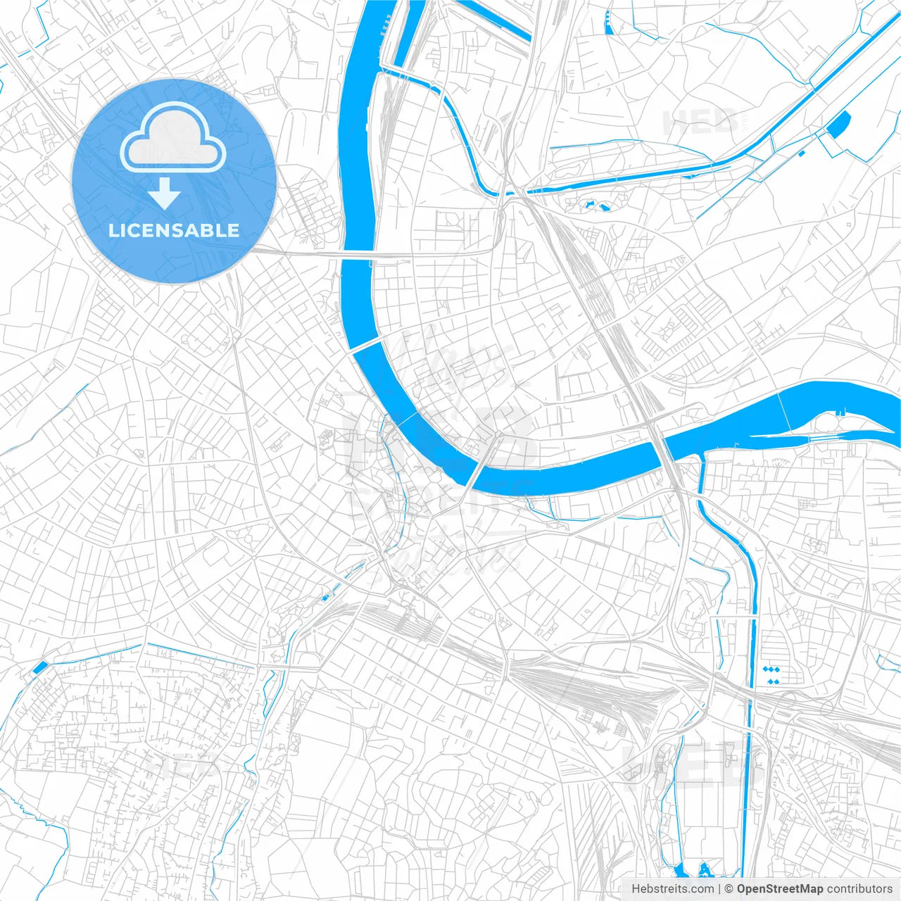 Basel, Switzerland bright two-toned vector map