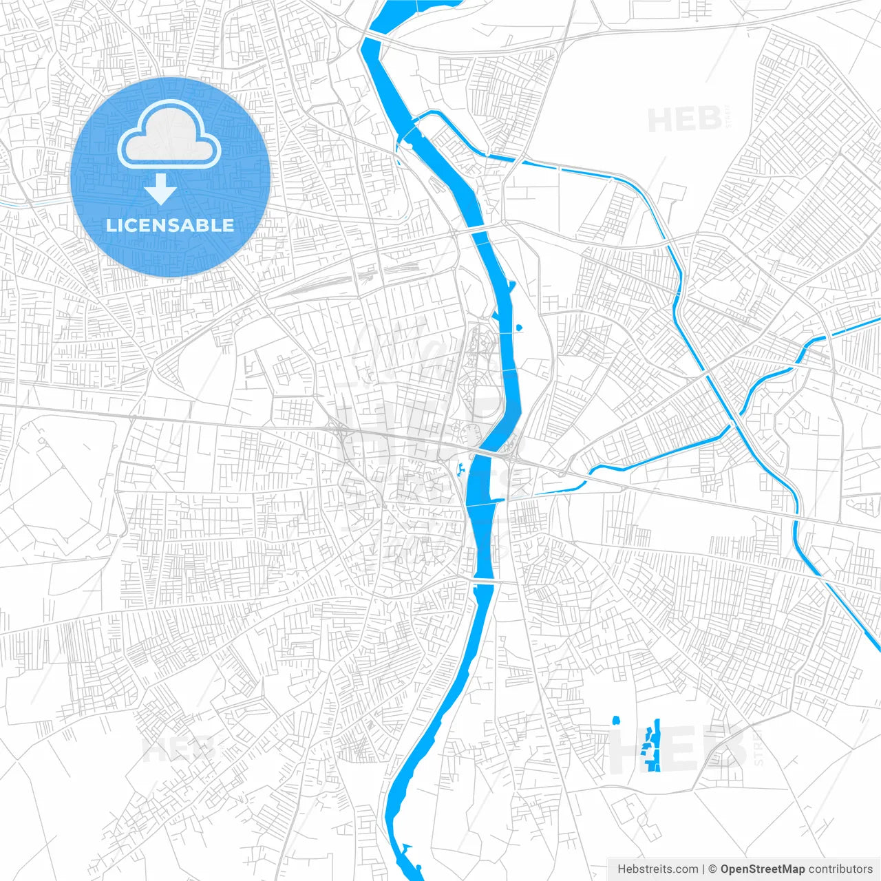 Adana, Turkey bright two-toned vector map