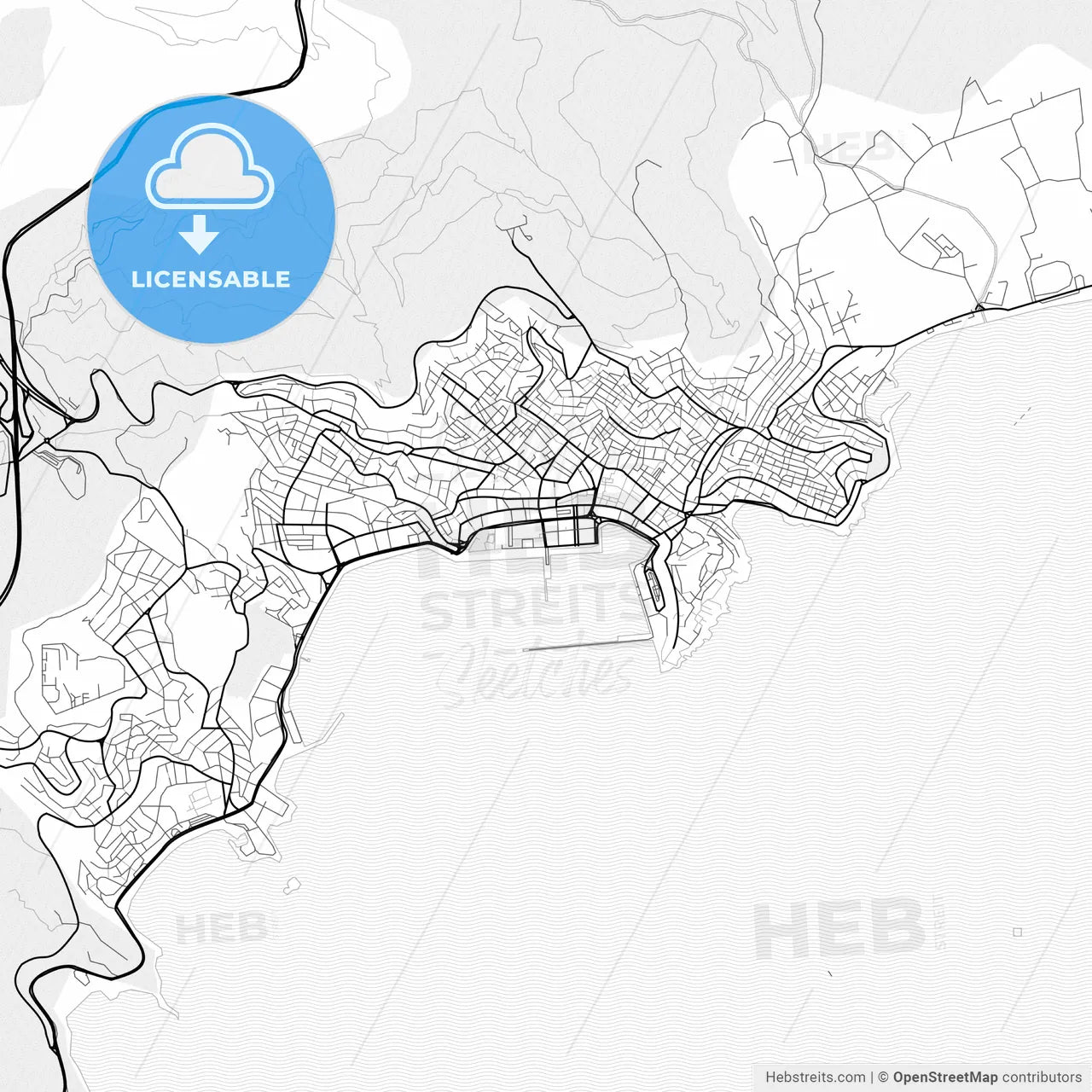 Vector PDF map of Kavala, Greece