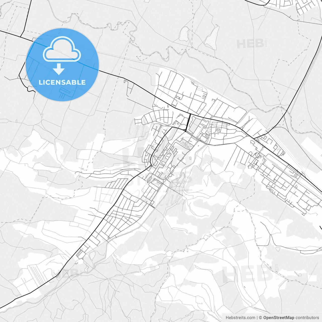 Vector PDF map of Kazincbarcika, Hungary