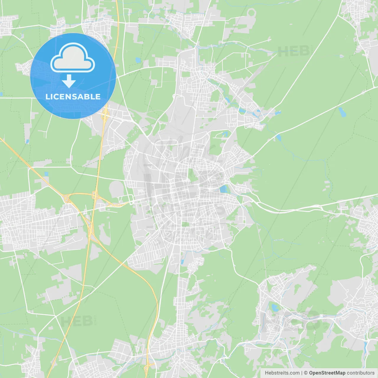 Darmstadt, Germany printable street map