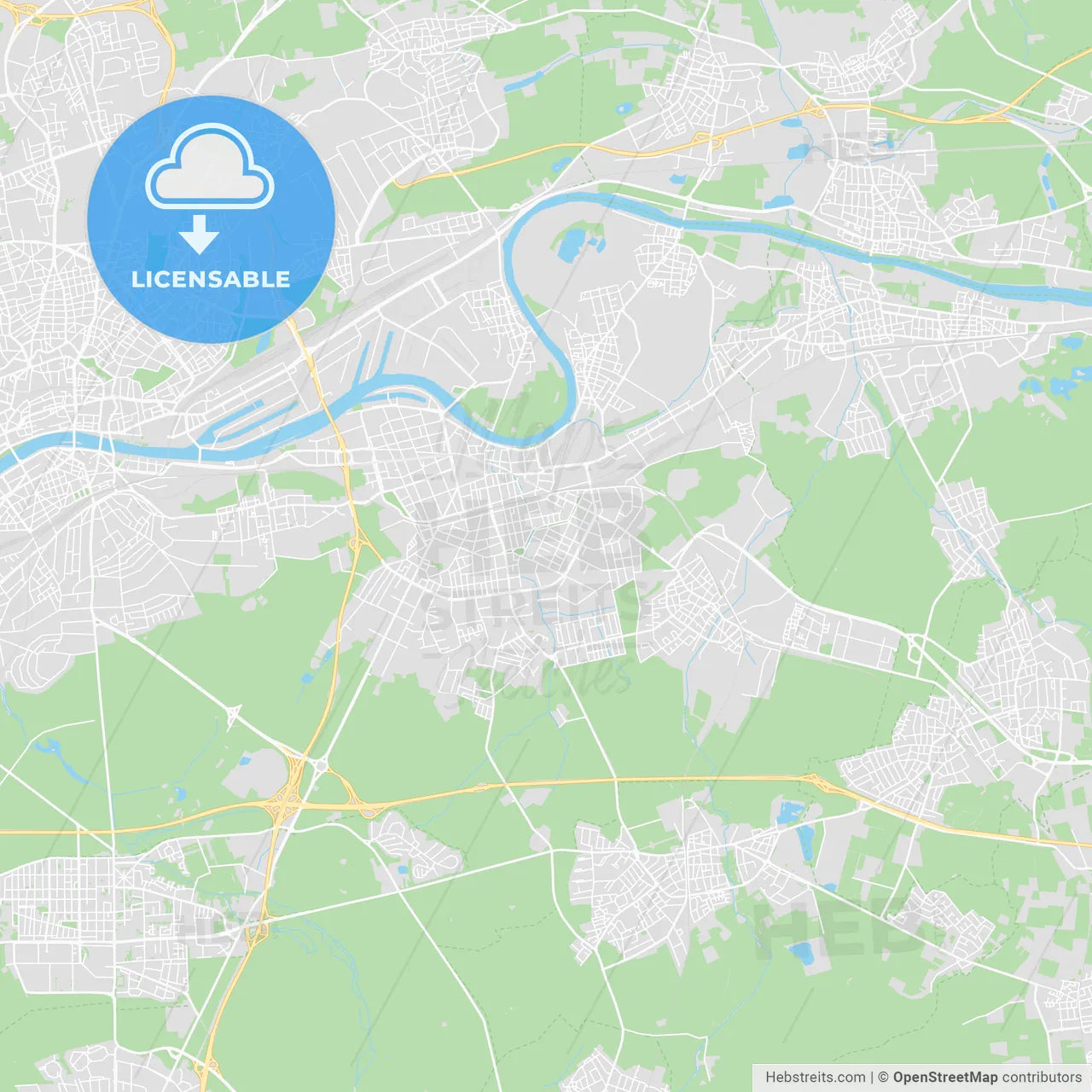 Offenbach am Main, Germany printable street map