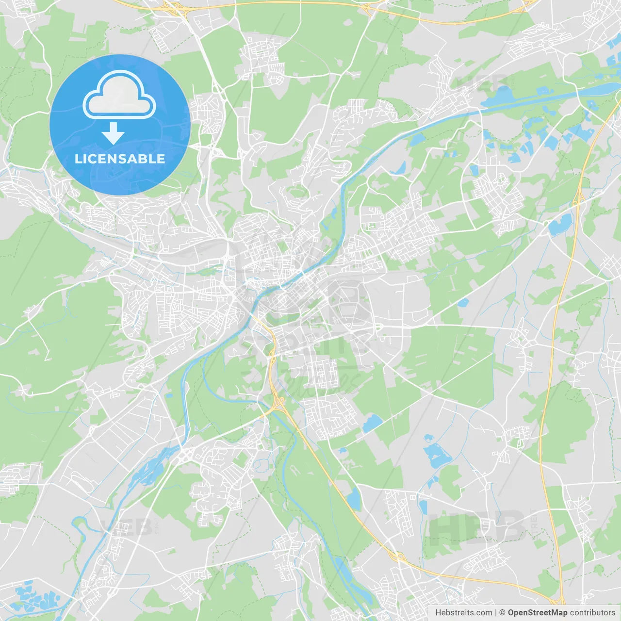 Neu-Ulm, Germany printable street map