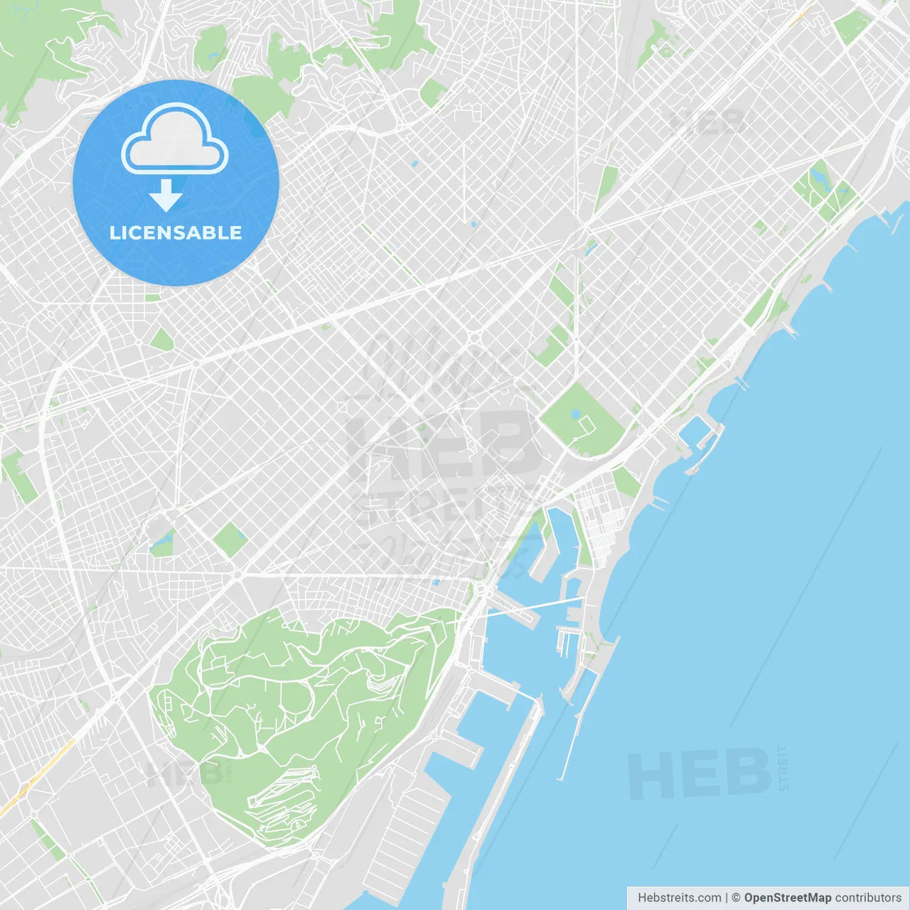 Printable map of Barcelona, Spain