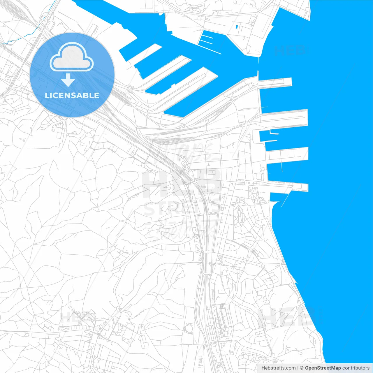 Gdynia, Poland bright two-toned vector map