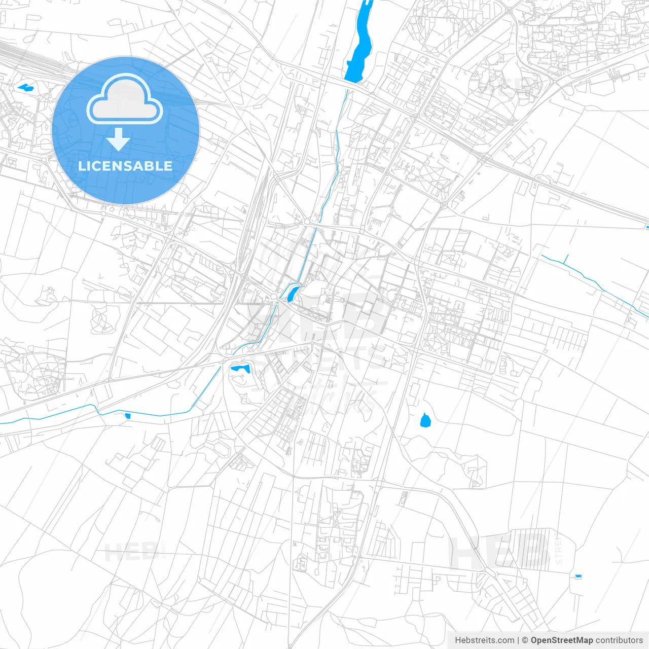 Kielce, Poland bright two-toned vector map