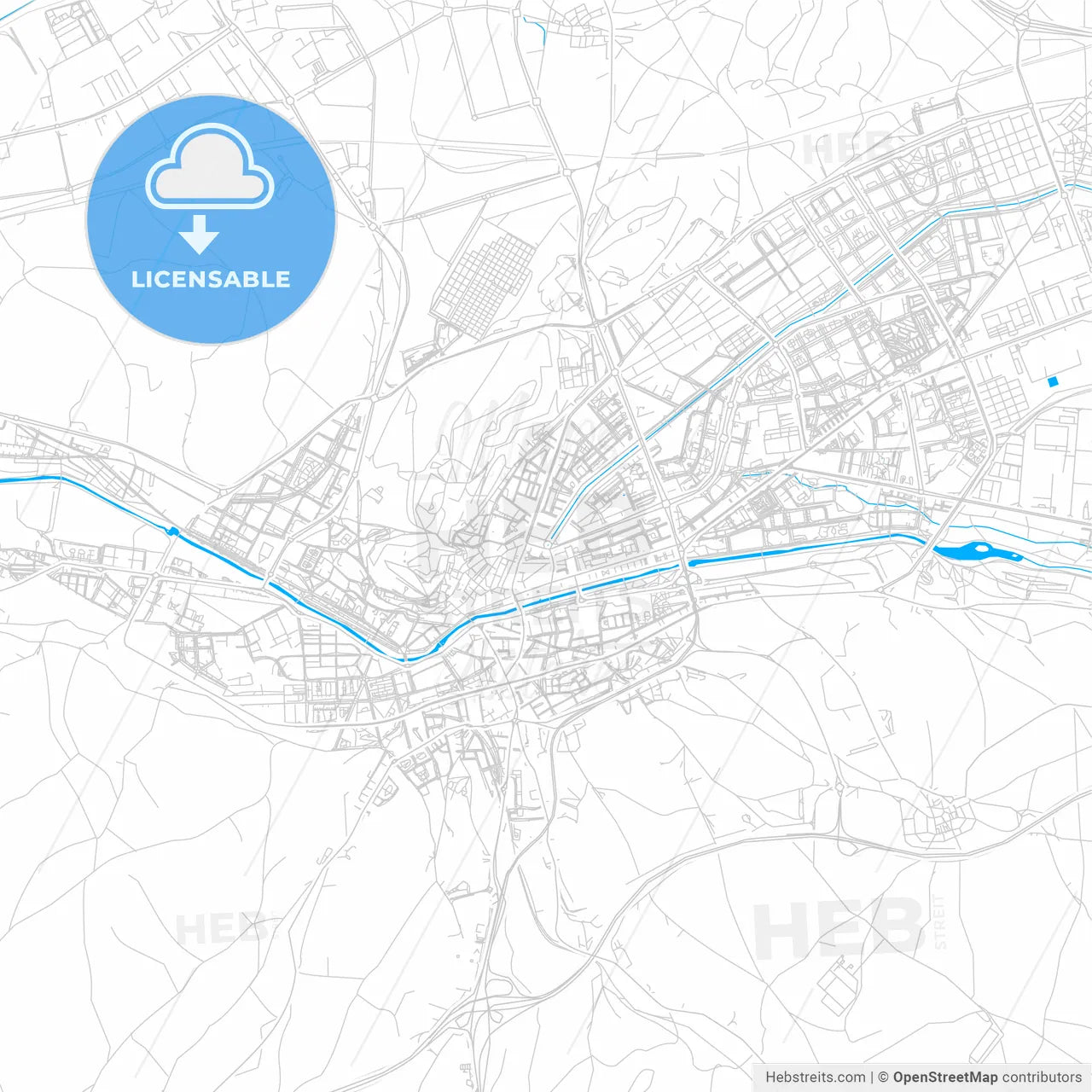 Burgos, Spain bright two-toned vector map