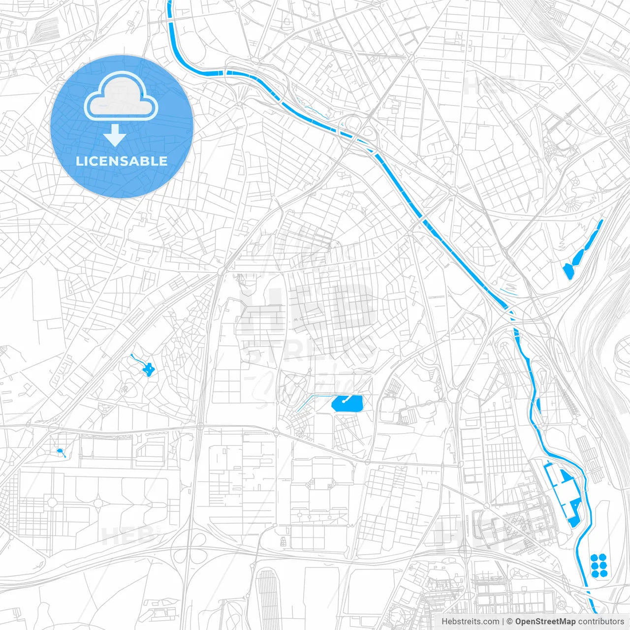 Usera, Spain bright two-toned vector map