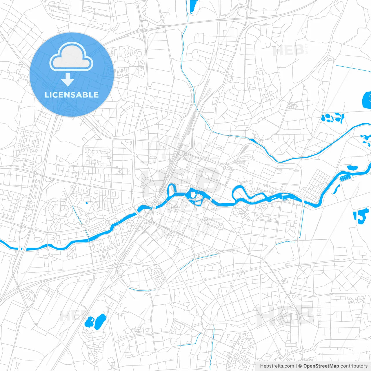 Örebro, Sweden bright two-toned vector map