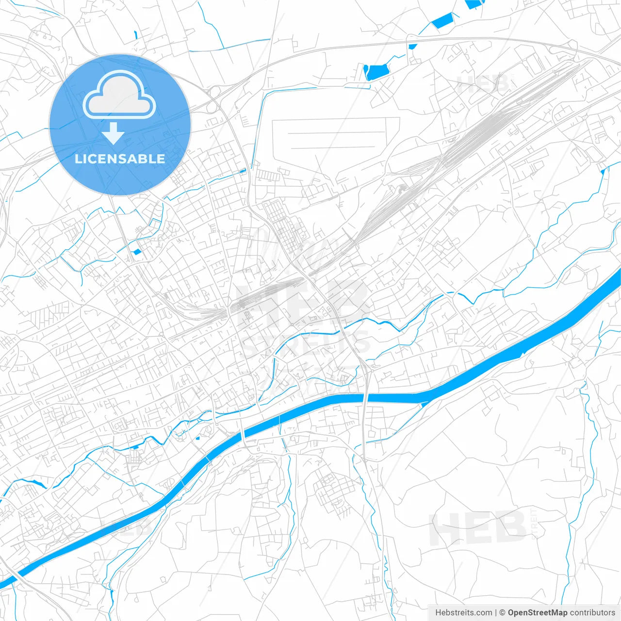 Wels, Austria bright two-toned vector map