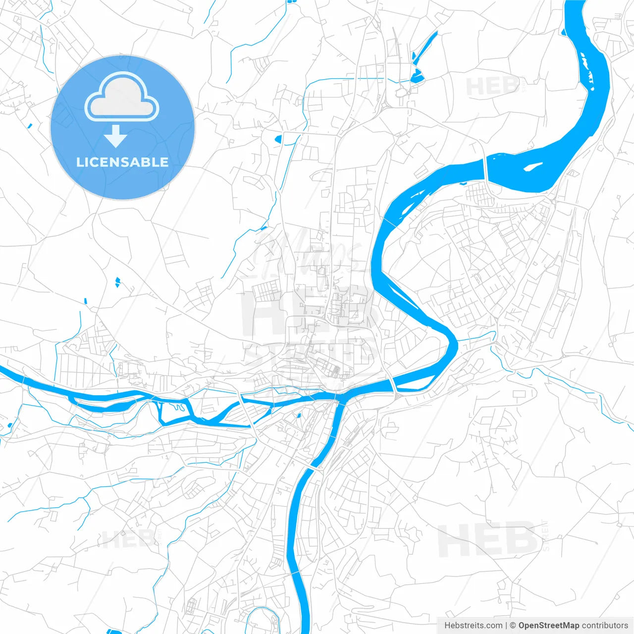 Steyr, Austria bright two-toned vector map