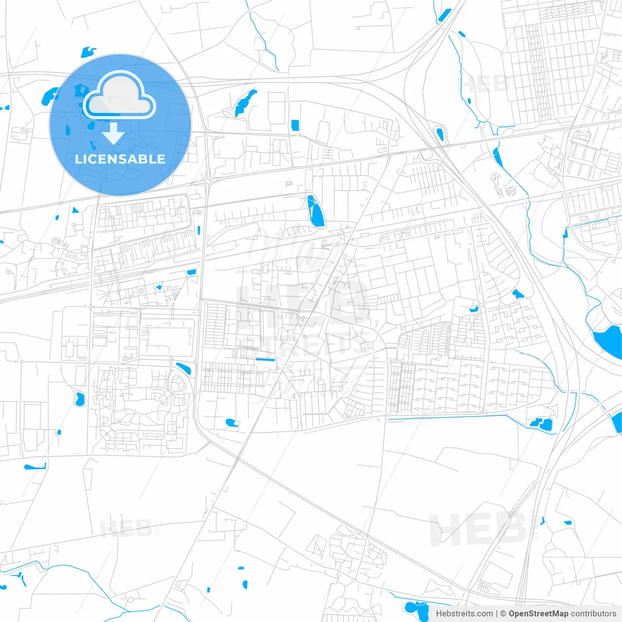 Taastrup, Denmark bright two-toned vector map