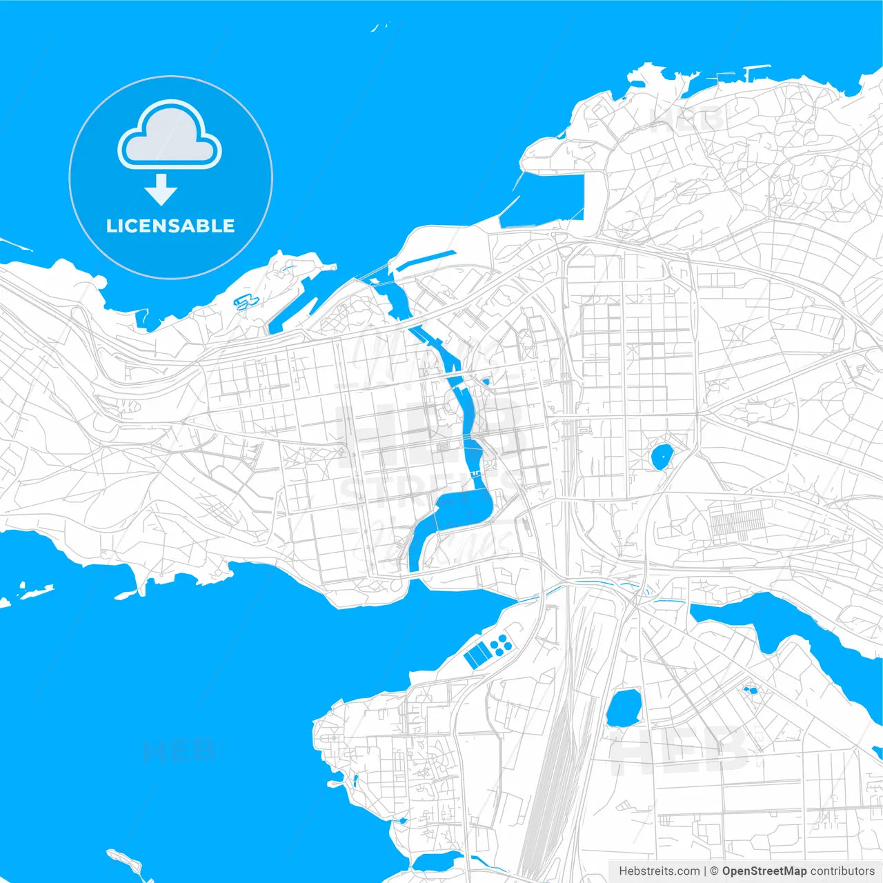 Tampere, Finland bright two-toned vector map