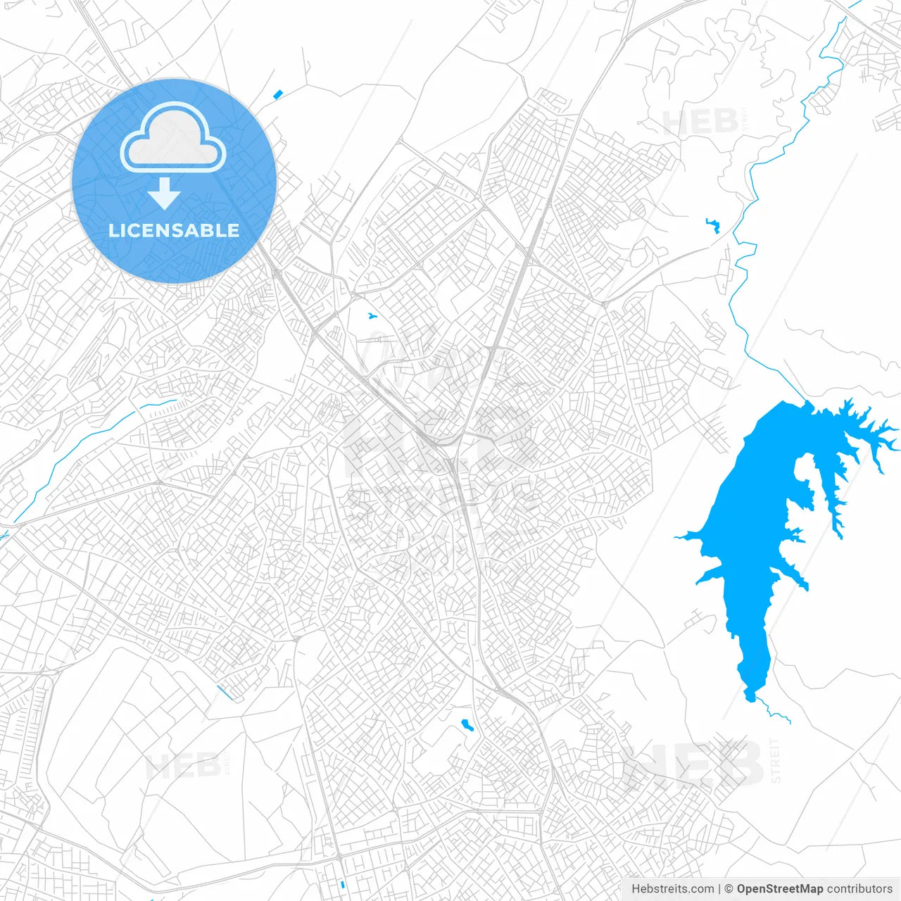 Denizli, Turkey bright two-toned vector map