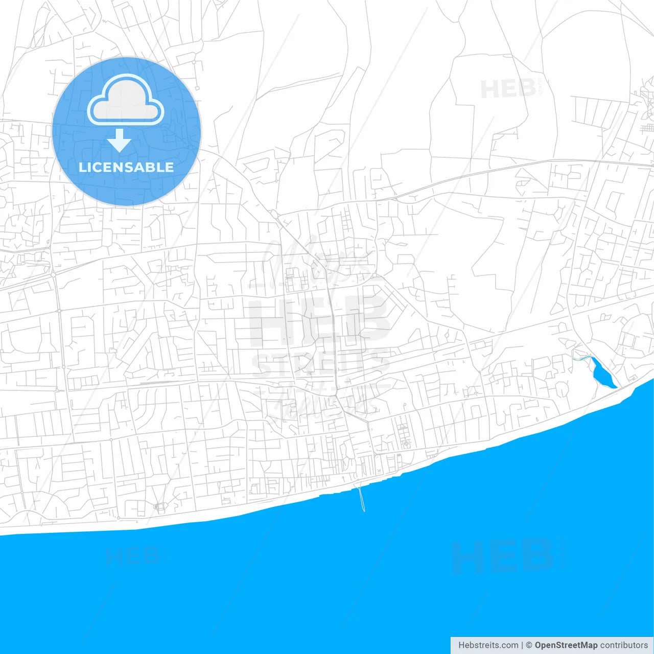 Worthing, England bright two-toned vector map